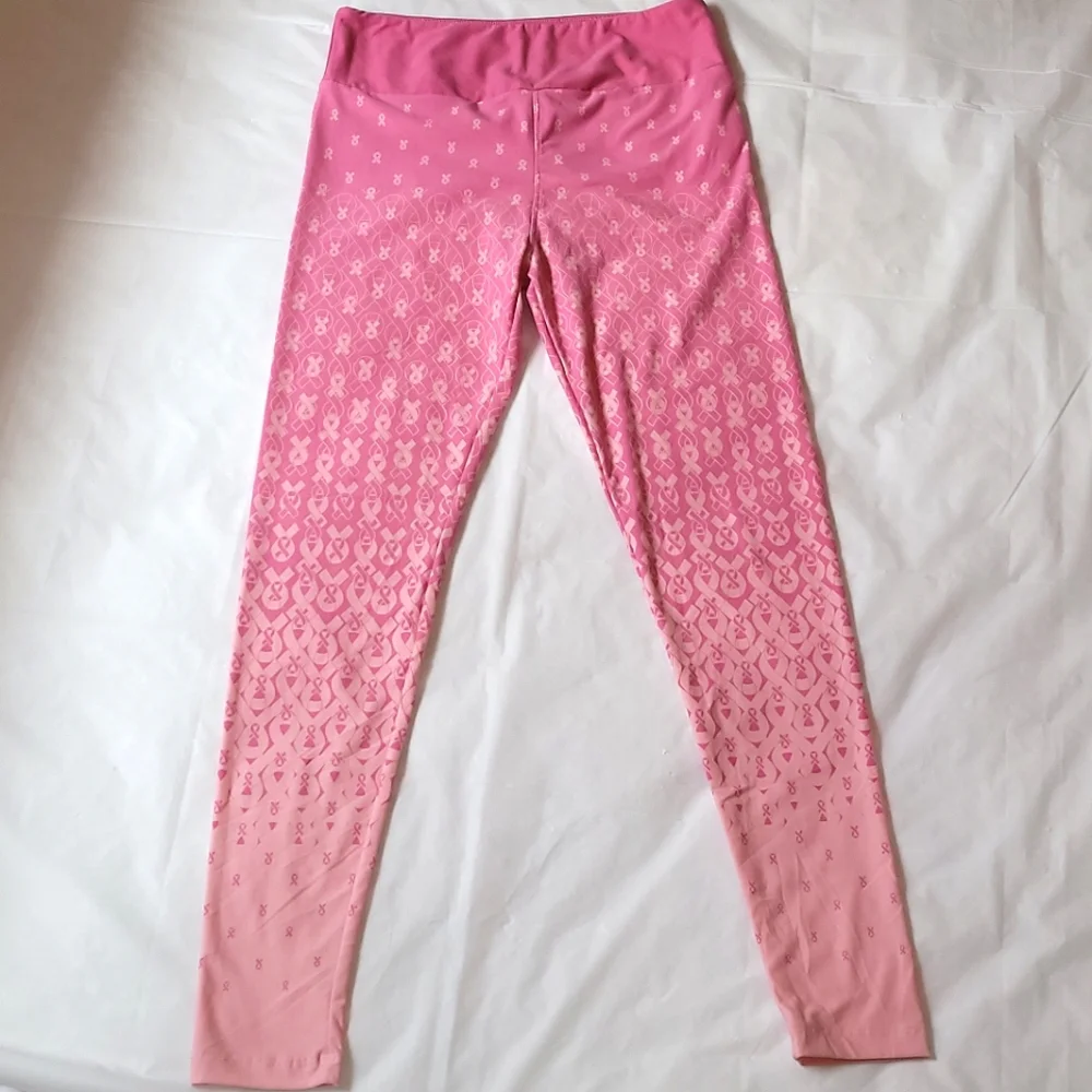 LuLaRoe 🎀 OS Pink Ribbon Dipped Ombre Leggings for Breast Cancer Awareness 🎀 - Picture 2 of 12